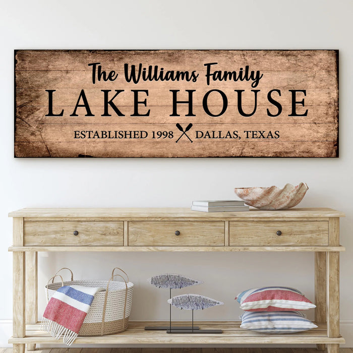 Family Lake House Sign VI by Tailored Canvases