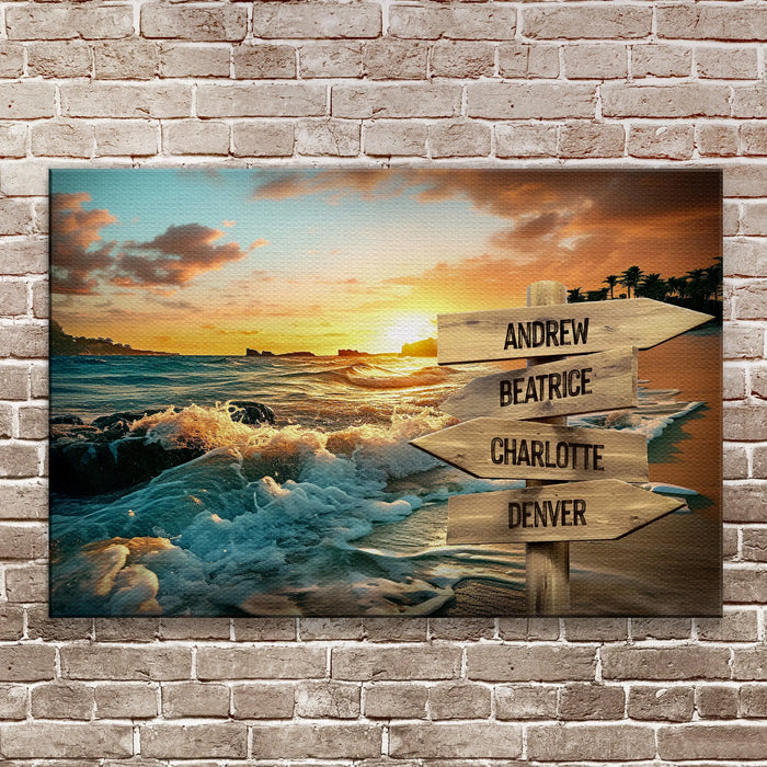 Family Name Ocean Sunset Sign by Tailored Canvases