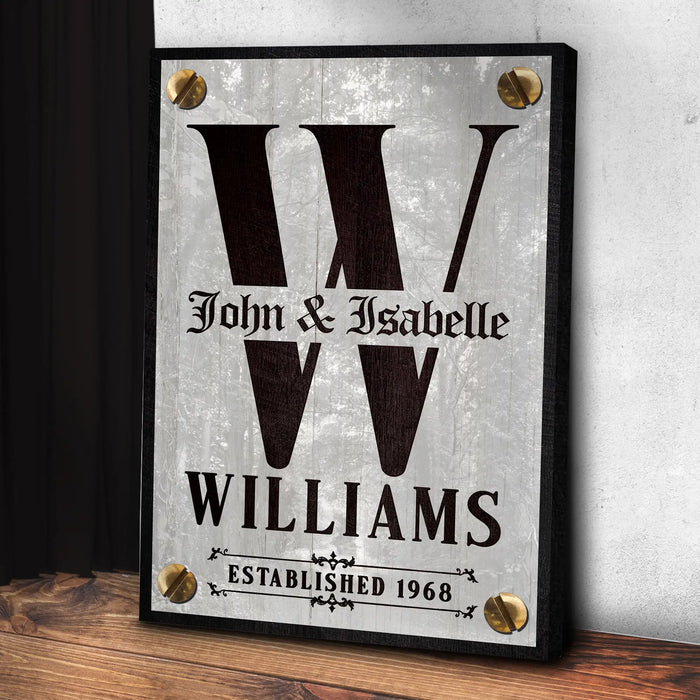 Family Name Portrait Monogram Sign III by Tailored Canvases