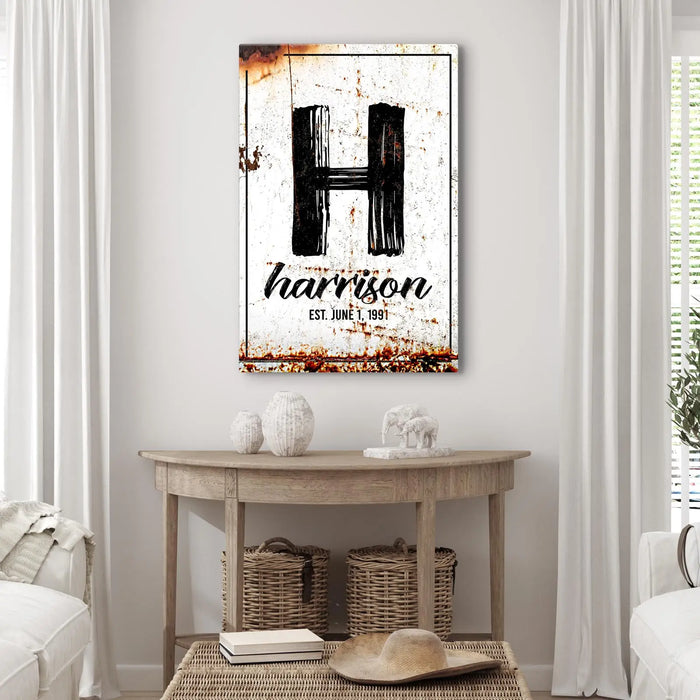 Family Name Portrait Sign by Tailored Canvases