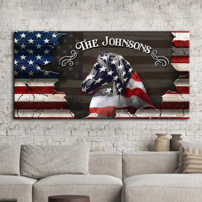 Family Name Sign - American Horse Wall Art by Tailored Canvases