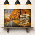 Family Names Autumn Road Sign by Tailored Canvases