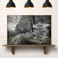 Family Names Monochrome Autumn Roads Sign by Tailored Canvases