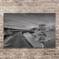 Family Names Monochrome Ocean Dock Sign by Tailored Canvases