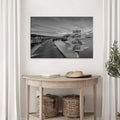 Family Names Monochrome Ocean Dock Sign by Tailored Canvases