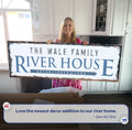 Family River House Arrow Sign by Tailored Canvases