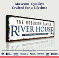 Family River House Arrow Sign by Tailored Canvases