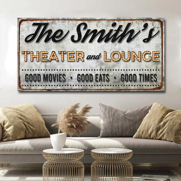 Family Theater and Lounge IV Sign by Tailored Canvases