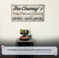 Family Theater and Lounge IV Sign by Tailored Canvases