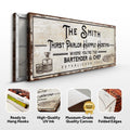 Family Thirst Parlor Happily Hosting Sign by Tailored Canvases