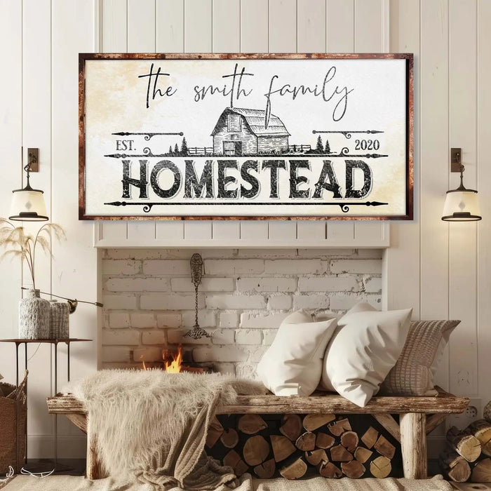 Family Vintage Rust Homestead Sign by Tailored Canvases