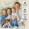 Family Watercolor Portrait Custom Wall Art by Tailored Canvases