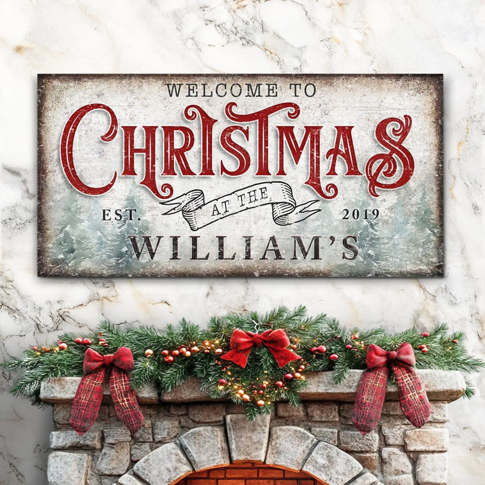 Family Welcome To Christmas Sign IV by Tailored Canvases