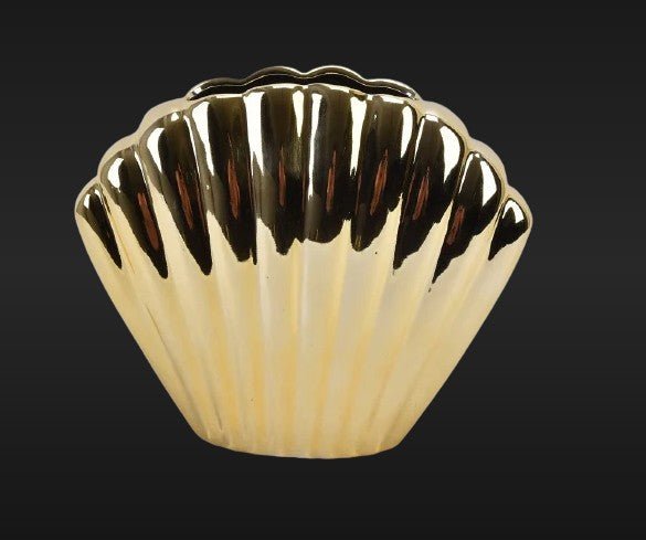 Fancy Home Collection Gold Shell Ceramic Vase by Price Is Right Miami