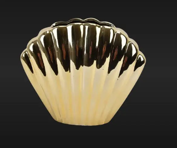 Fancy Home Collection Gold Shell Ceramic Vase by Price Is Right Miami