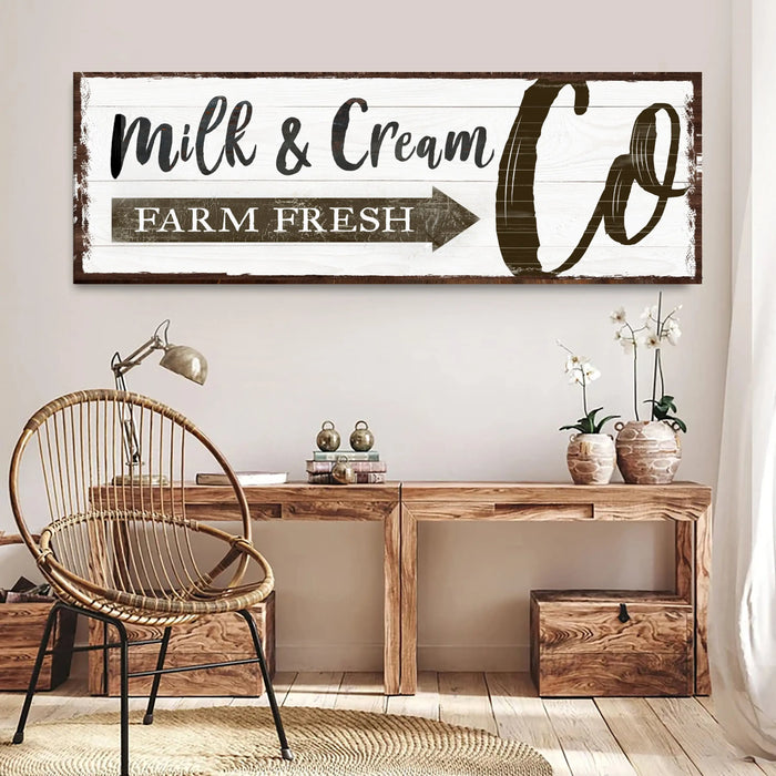 Farm Fresh Milk And Cream Co Sign by Tailored Canvases