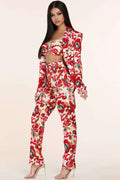 Fasheabe 3pc Flower Print Bandeau Top Pants Set by Fasheabe