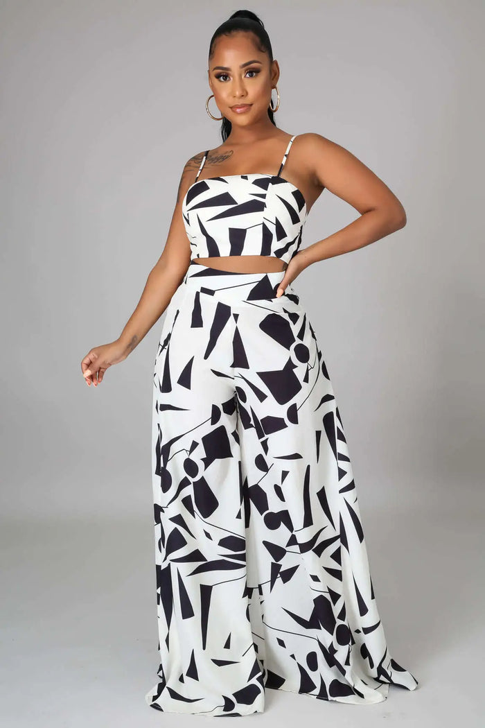 Fasheabe Abstract Shapes Print Pant Set by Fasheabe