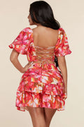 Fasheabe Charming Short Puff Sleeves 2pc Skirt Set by Fasheabe