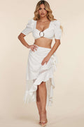 Fasheabe Crop Top 2pc Midi Skirt Set by Fasheabe