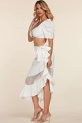Fasheabe Crop Top 2pc Midi Skirt Set by Fasheabe