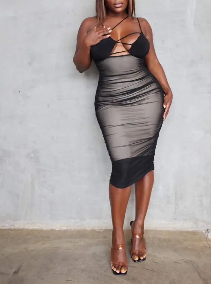 Fasheabe Curve Hugging Bodycon Midi Dress by Fasheabe