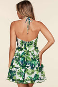 Fasheabe Leaf Print O-ring Mini Dress by Fasheabe