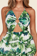 Fasheabe Leaf Print O-ring Mini Dress by Fasheabe