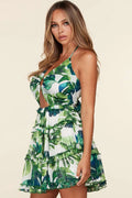 Fasheabe Leaf Print O-ring Mini Dress by Fasheabe