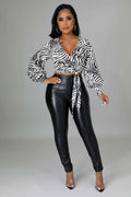 Fasheabe Long Sleeve Zebra Print Crop Top by Fasheabe