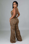 Fasheabe Non Stretch Cheetah Print Jumpsuit by Fasheabe