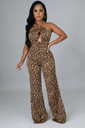 Fasheabe Non Stretch Cheetah Print Jumpsuit by Fasheabe