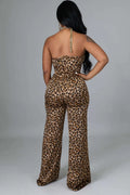 Fasheabe Non Stretch Cheetah Print Jumpsuit by Fasheabe