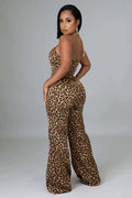 Fasheabe Non Stretch Cheetah Print Jumpsuit by Fasheabe