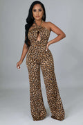 Fasheabe Non Stretch Cheetah Print Jumpsuit by Fasheabe