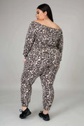 Fasheabe Off The Shoulder Cheetah Print Jogger Set by Fasheabe