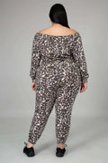 Fasheabe Off The Shoulder Cheetah Print Jogger Set by Fasheabe