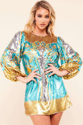 Fasheabe Sequin Pattern Shift Mini Dress - Multi by Fasheabe