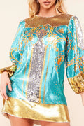 Fasheabe Sequin Pattern Shift Mini Dress - Multi by Fasheabe