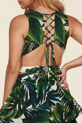 Fasheabe Tropical Leaf Open Front Maxi Dress by Fasheabe