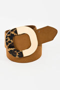 Faux Leather Rounded Square Buckle Belt by Boutique 23
