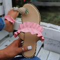 Faux Pearl & Pineapple Decor Toe Post Thong Sandals by DailySale