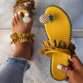 Faux Pearl & Pineapple Decor Toe Post Thong Sandals by DailySale