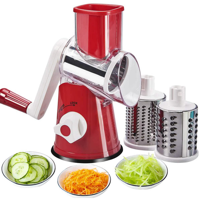 FAVIA Rotary Cheese Grater with Handle - Food Shredder with 3 Stainless Steel Drum Blades by DailySale
