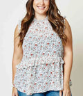 Faye Curvy Floral Tank by Boutique 23