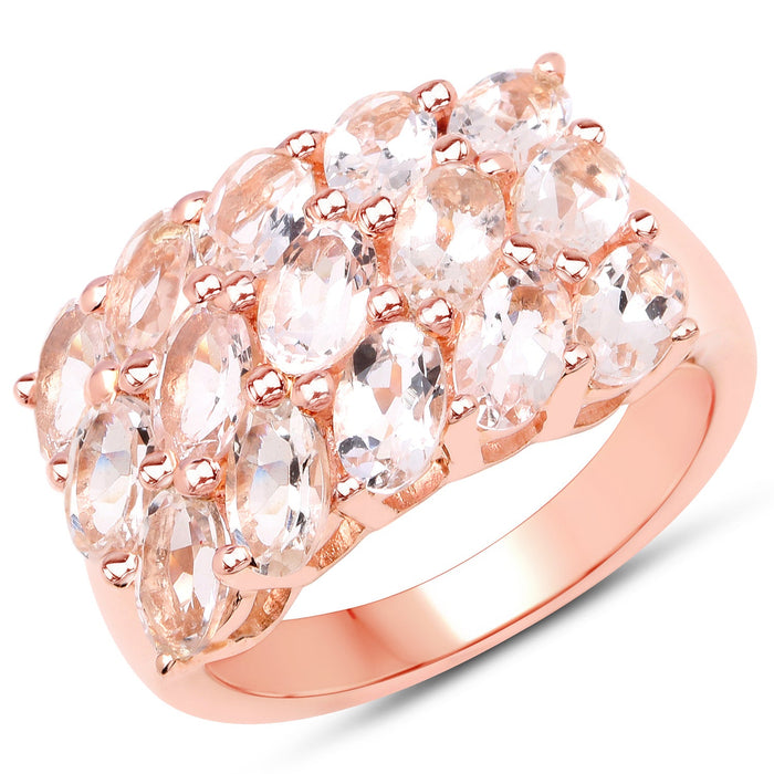 14K Rose Gold Plated 3.30 Carat Genuine Morganite .925 Sterling Silver Ring by Bids.com