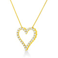 14K Yellow Gold Plated .925 Sterling Silver 2.00 Cttw Shared Prong-Set Round Brilliant-Cut Diamond Open Heart 18" Pendant Necklace (K-L Color, I2-I3 Clarity) by Bids.com