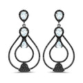 8.81 Carat Genuine Blue Topaz and Black Spinel .925 Sterling Silver Earrings by Bids.com