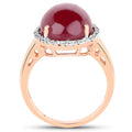 14K Rose Gold Plated 16.69 Carat Genuine Glass Filled Ruby and White Topaz .925 Sterling Silver Ring by Bids.com