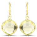 21.40 Carat Genuine Lemon Quartz .925 Sterling Silver Earrings by Bids.com